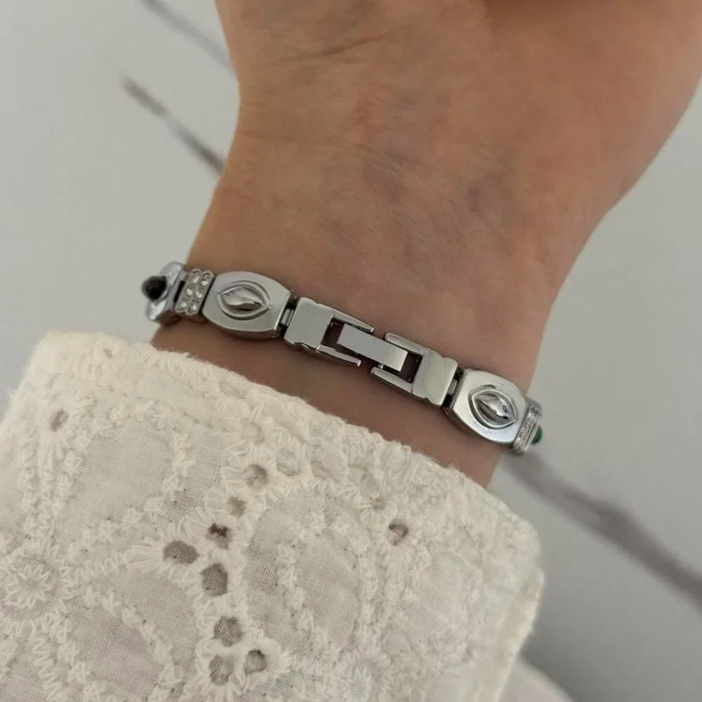 Sku0320‎ Casual Women Silver/Multicoloured Gemstones Fashion Watch + gift bag